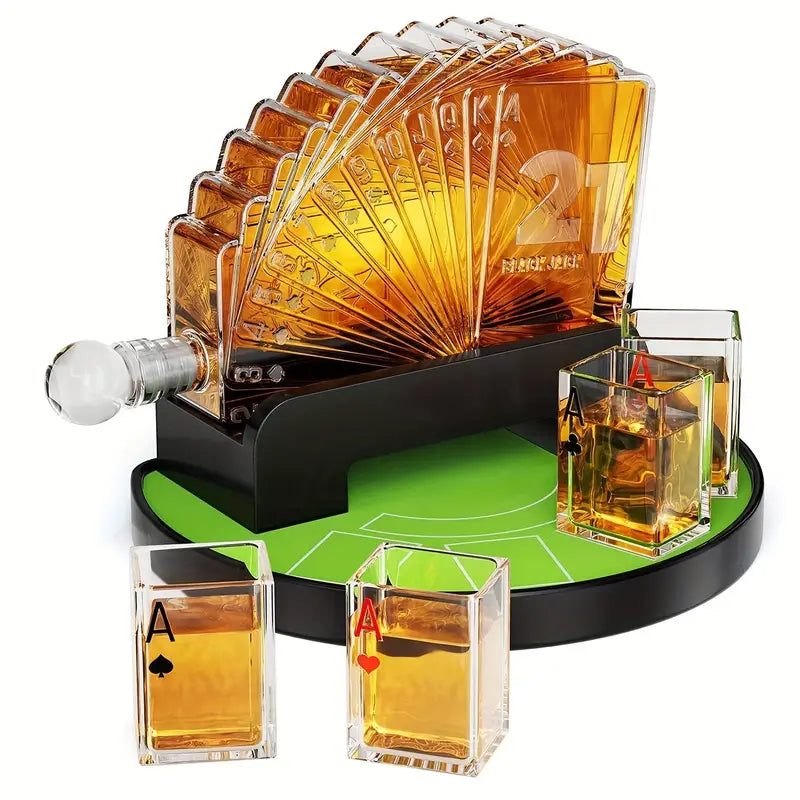 Poker Night Whiskey Decanter Set