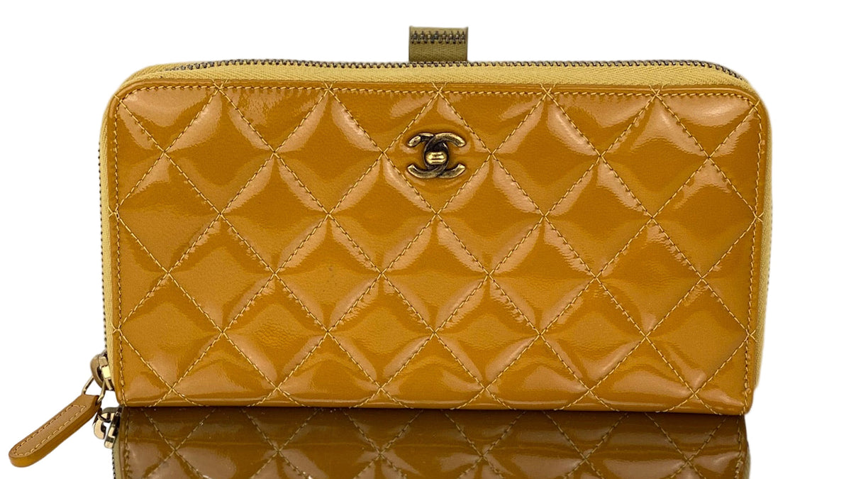 Chanel Yellow Patent Leather Wallet