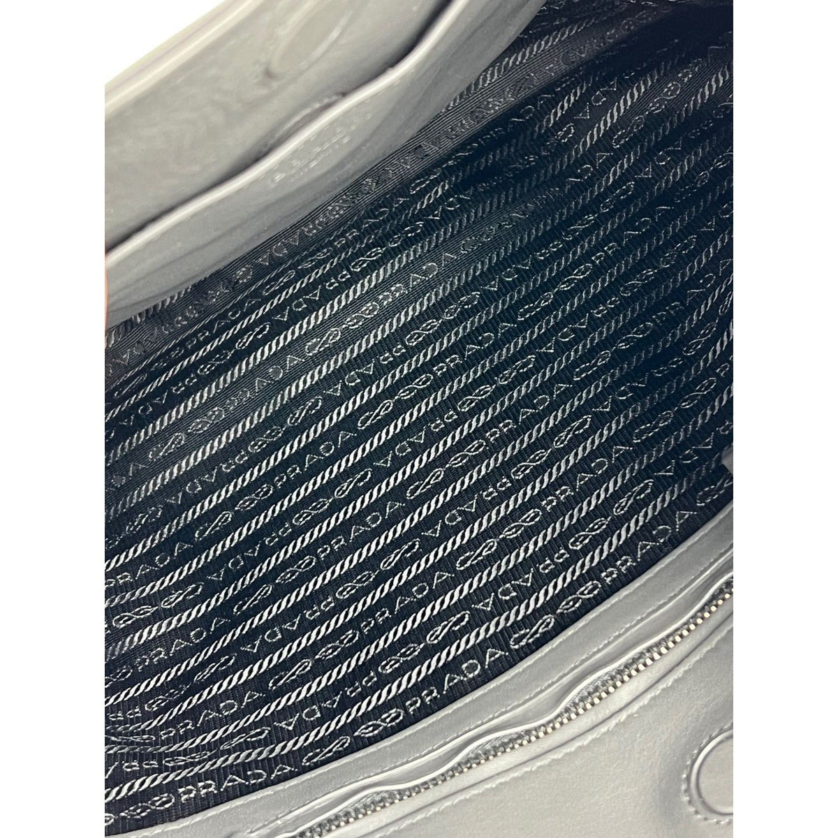 Prada Grey Leather Hobo Bag