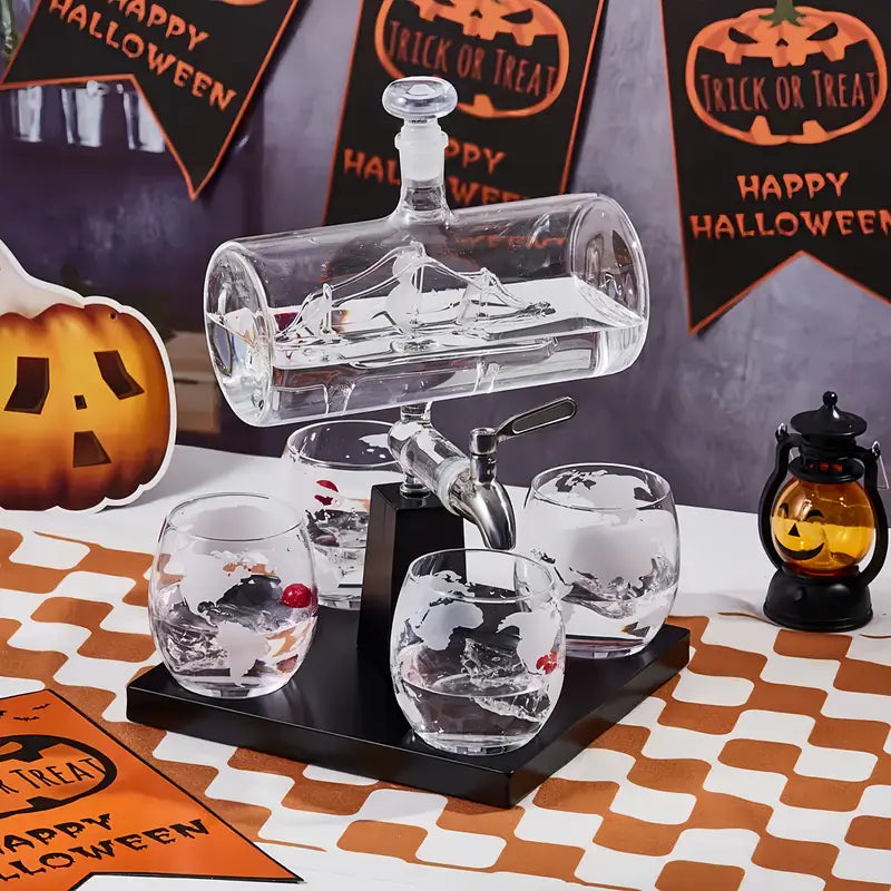 Maritime Sailboat Whiskey Decanter Set