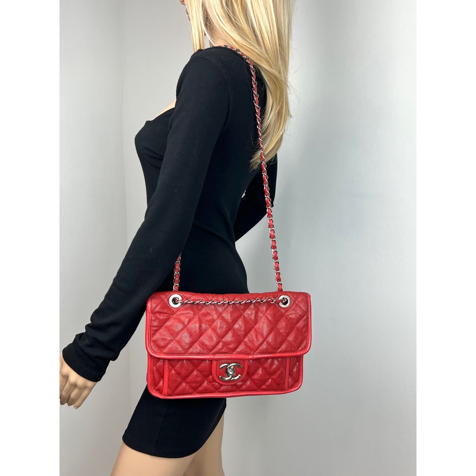 Chanel Caviar Quilted Medium French Riviera Red Flap
