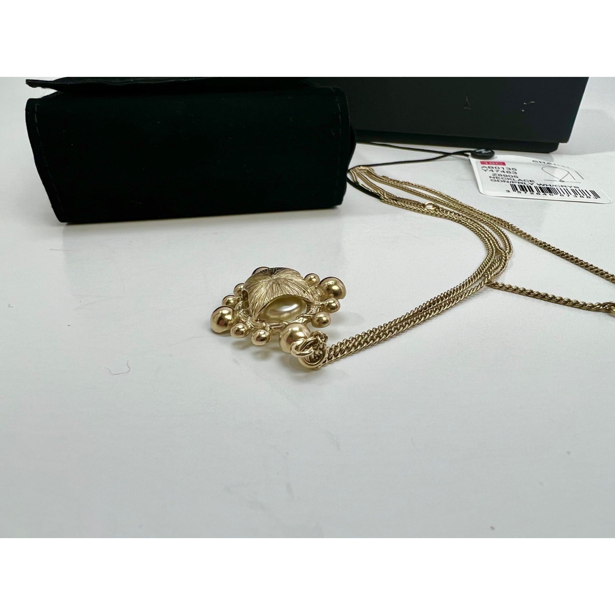 Chanel Crystal CC Necklace Gold Pearly Fashion Jewelry