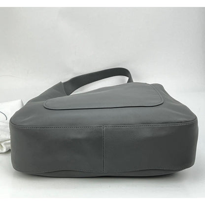Prada Grey Leather Hobo Bag
