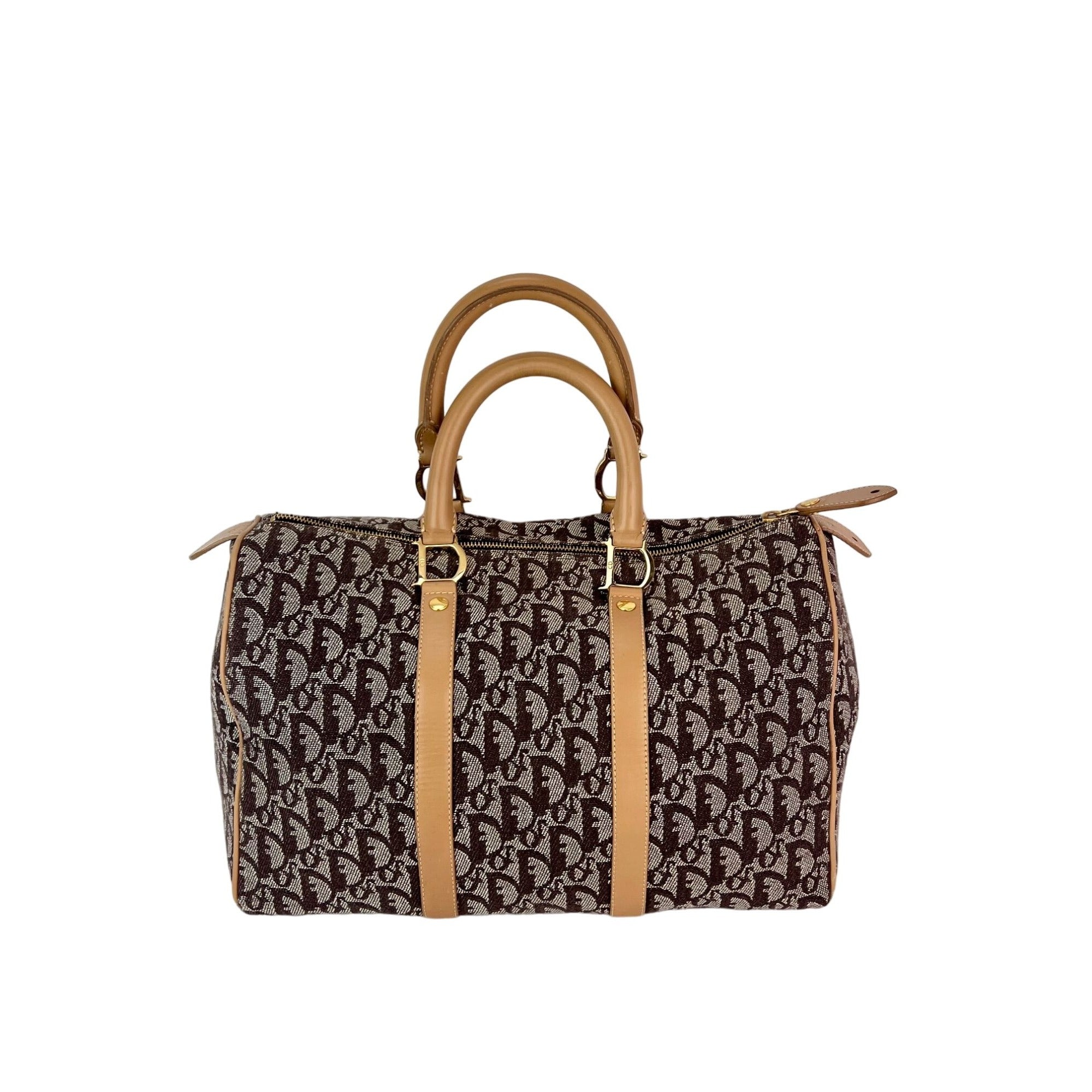 Christian Dior Vintage Trotter Diorissimo Medium Brown Boston Bag