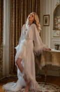Luxury Ostrich Feather Satin Bridal Robe