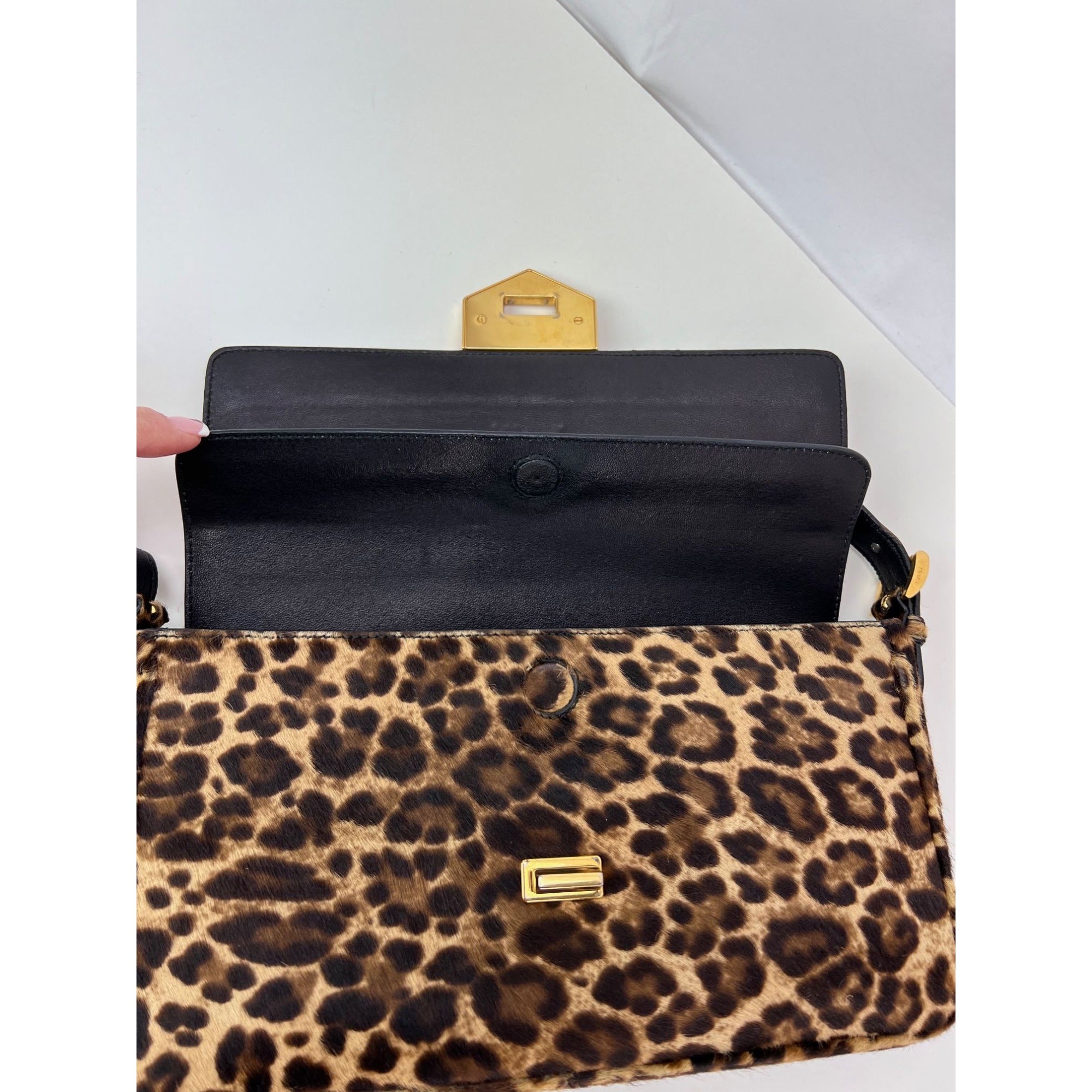 Prada Cavallino Leopard calf Hair Shoulder Bag