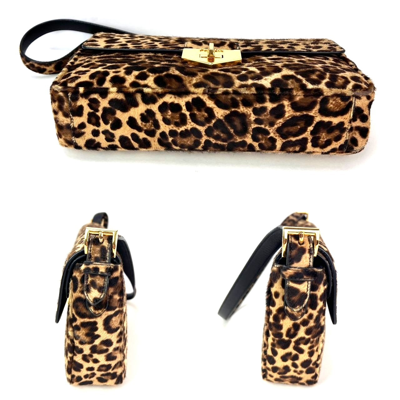 Prada Cavallino Leopard calf Hair Shoulder Bag