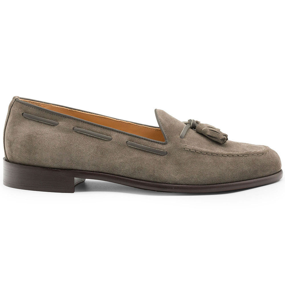 16-583-TPE FRANCO Suede Calfskin Tassel Loafer, Taupe