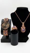 Custom Copper Wire Wrapped Amethyst Set #6
