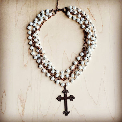 Pearl and Copper Beaded Collar Necklace