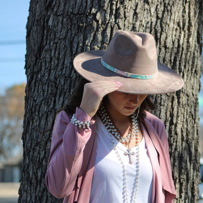 Pearl and Copper Beaded Collar Necklace