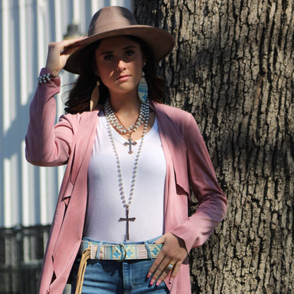 Pearl and Copper Beaded Collar Necklace
