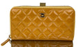 Chanel Quilted Yellow Patent Leather Brilliant Zip Around Wallet Clutch