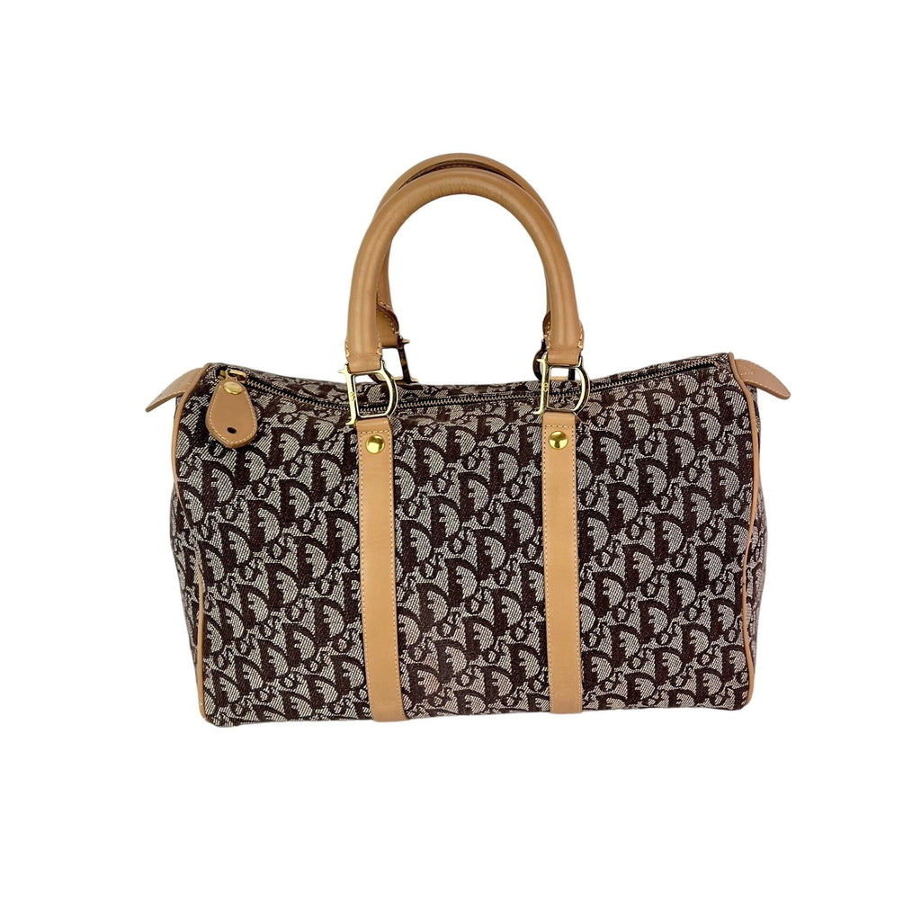 Christian Dior Vintage Trotter Diorissimo Medium Brown Boston Bag