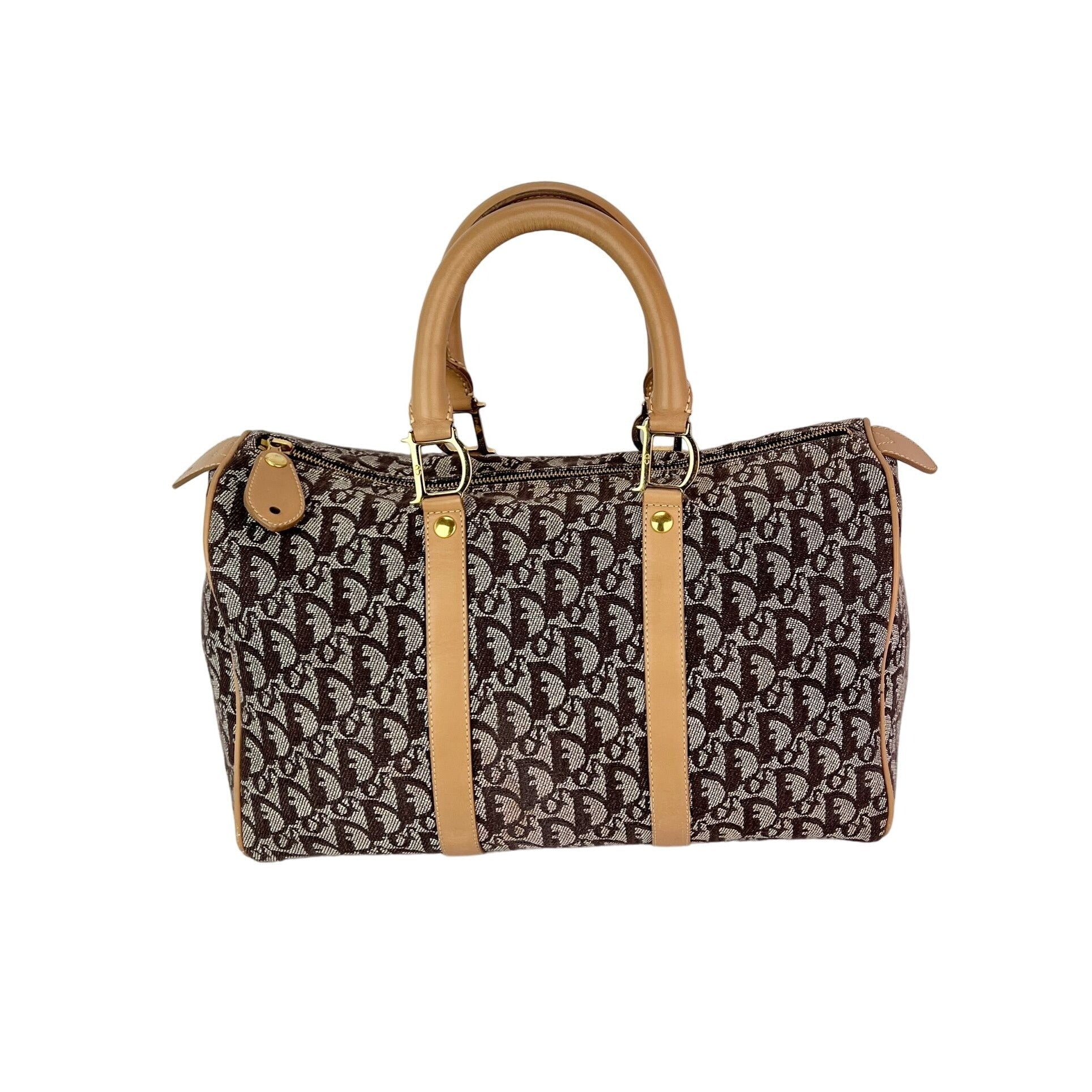 Christian Dior Vintage Trotter Diorissimo Medium Brown Boston Bag