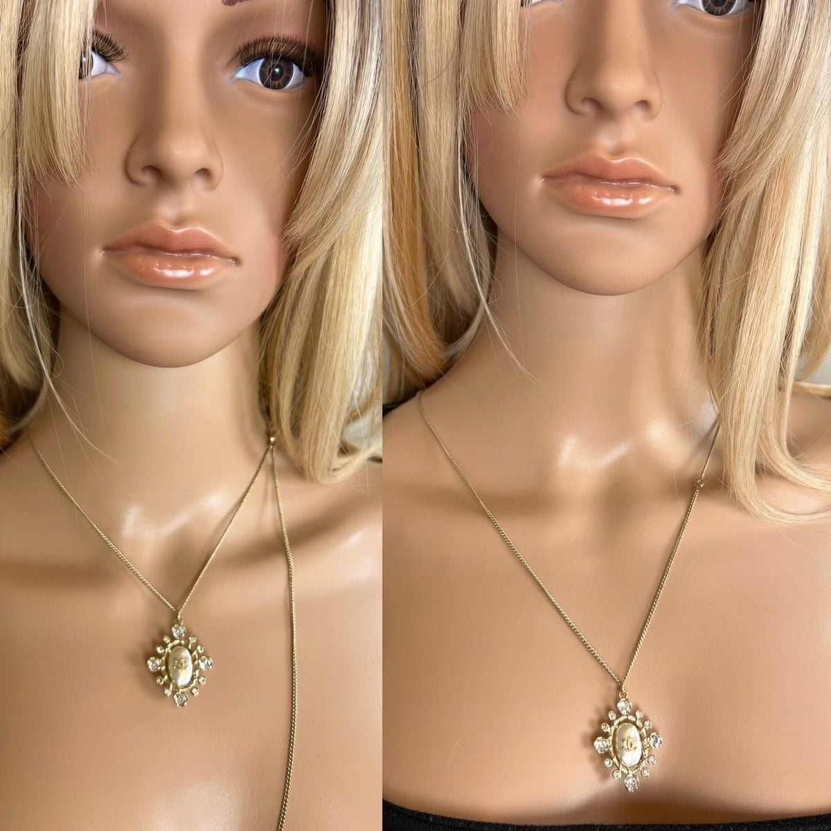 Chanel Crystal CC Necklace | Gold-Tone Jewelry