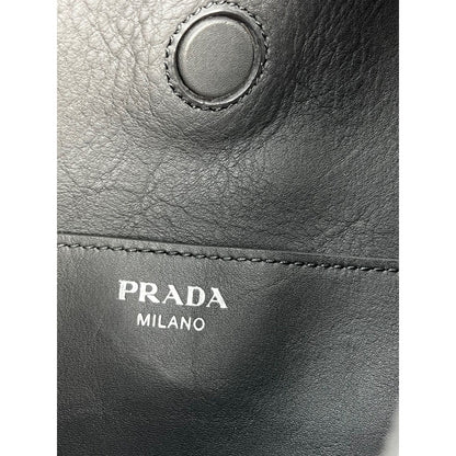 Prada Grey Leather Hobo Bag