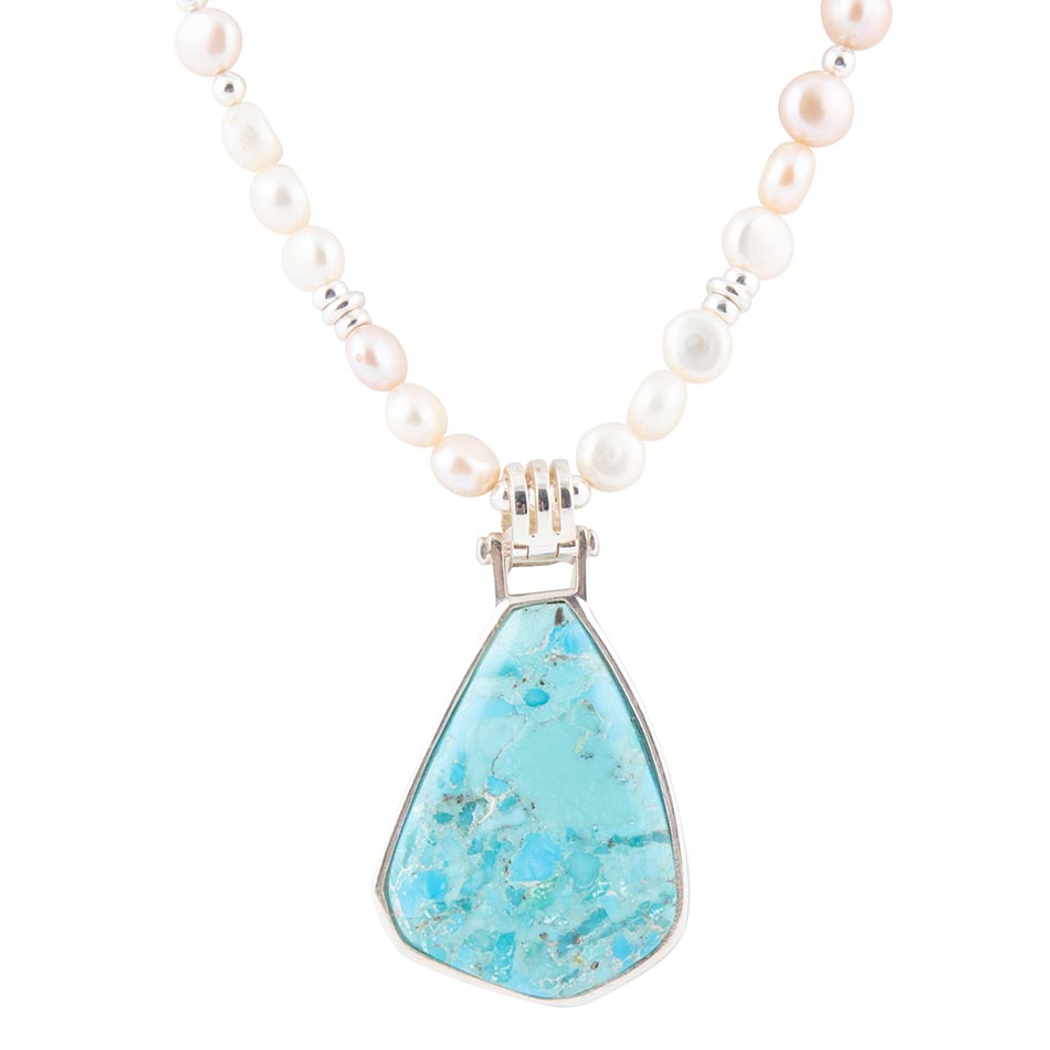 Blue Turquoise and Pearl Necklace