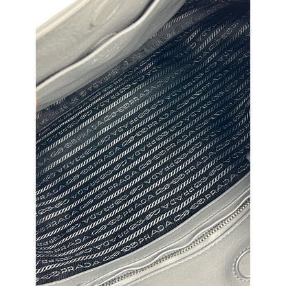 Prada Grey Leather Hobo Bag