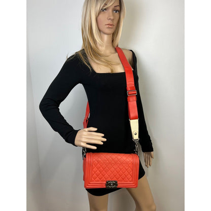Chanel Red Boy Bag | Medium Quilted Lambskin