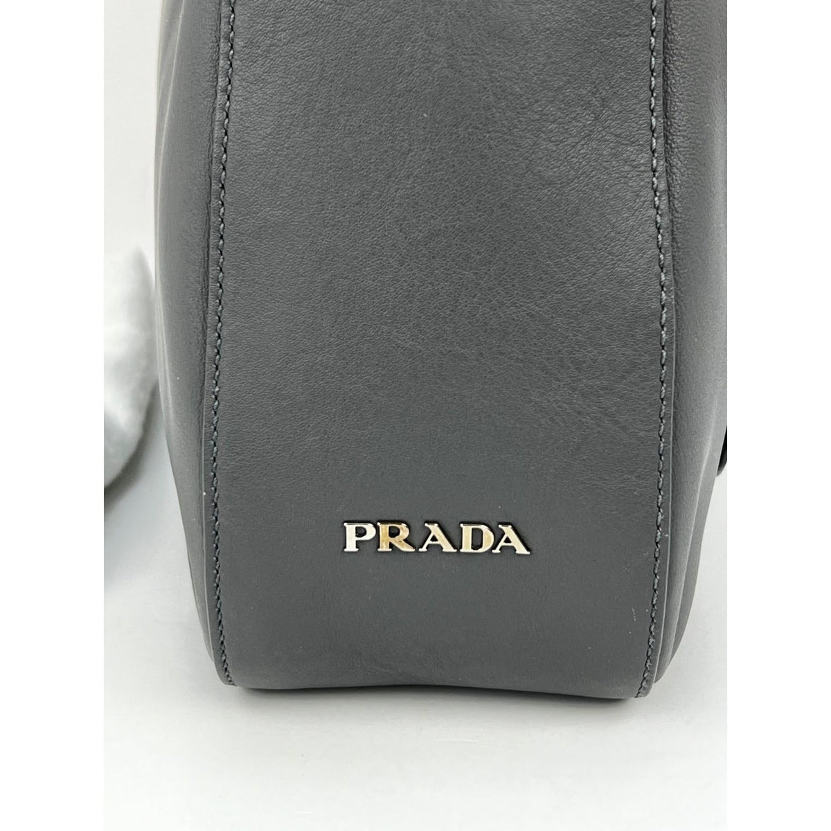 Prada Grey Leather Hobo Bag