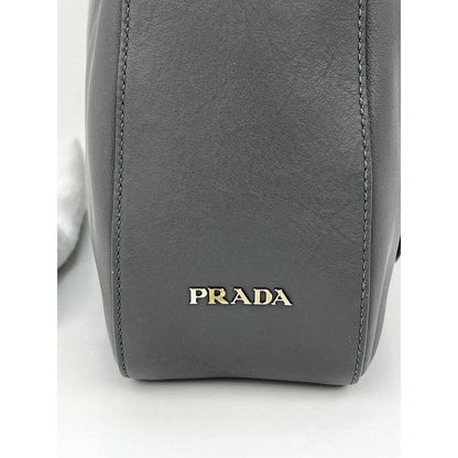Prada Grey Leather Hobo Bag