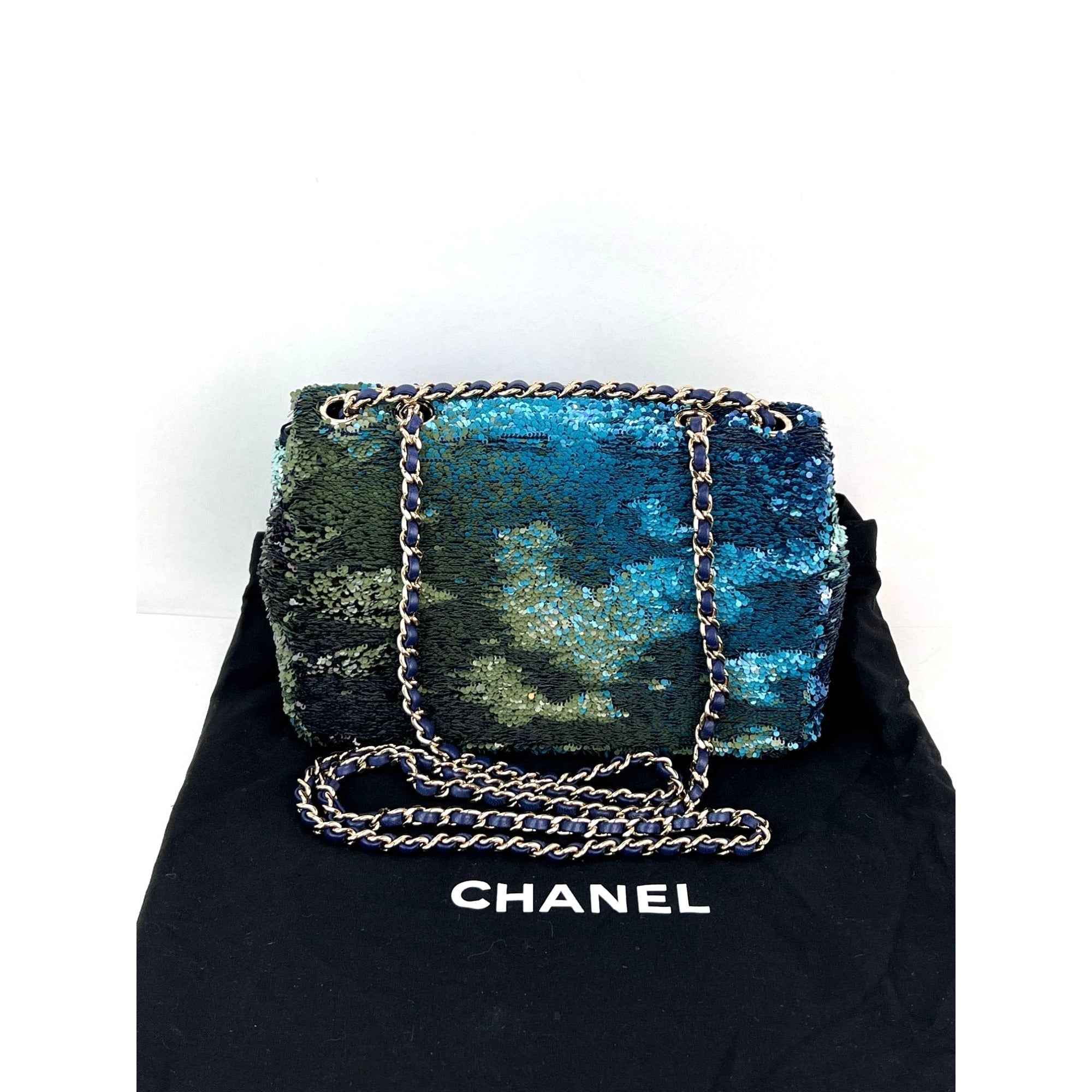 Chanel Shaded Sequins Mini Flap Green, Blue, black Shoulder Bag