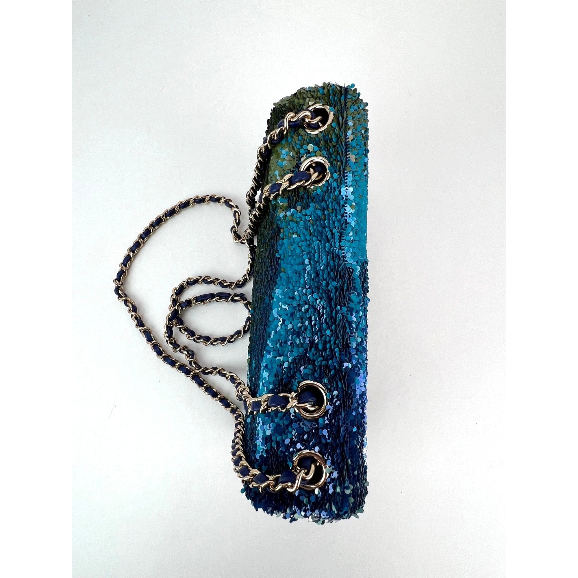 Chanel Shaded Sequins Mini Flap Green, Blue, black Shoulder Bag