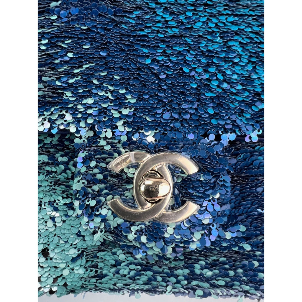 Chanel Shaded Sequins Mini Flap Green, Blue, black Shoulder Bag