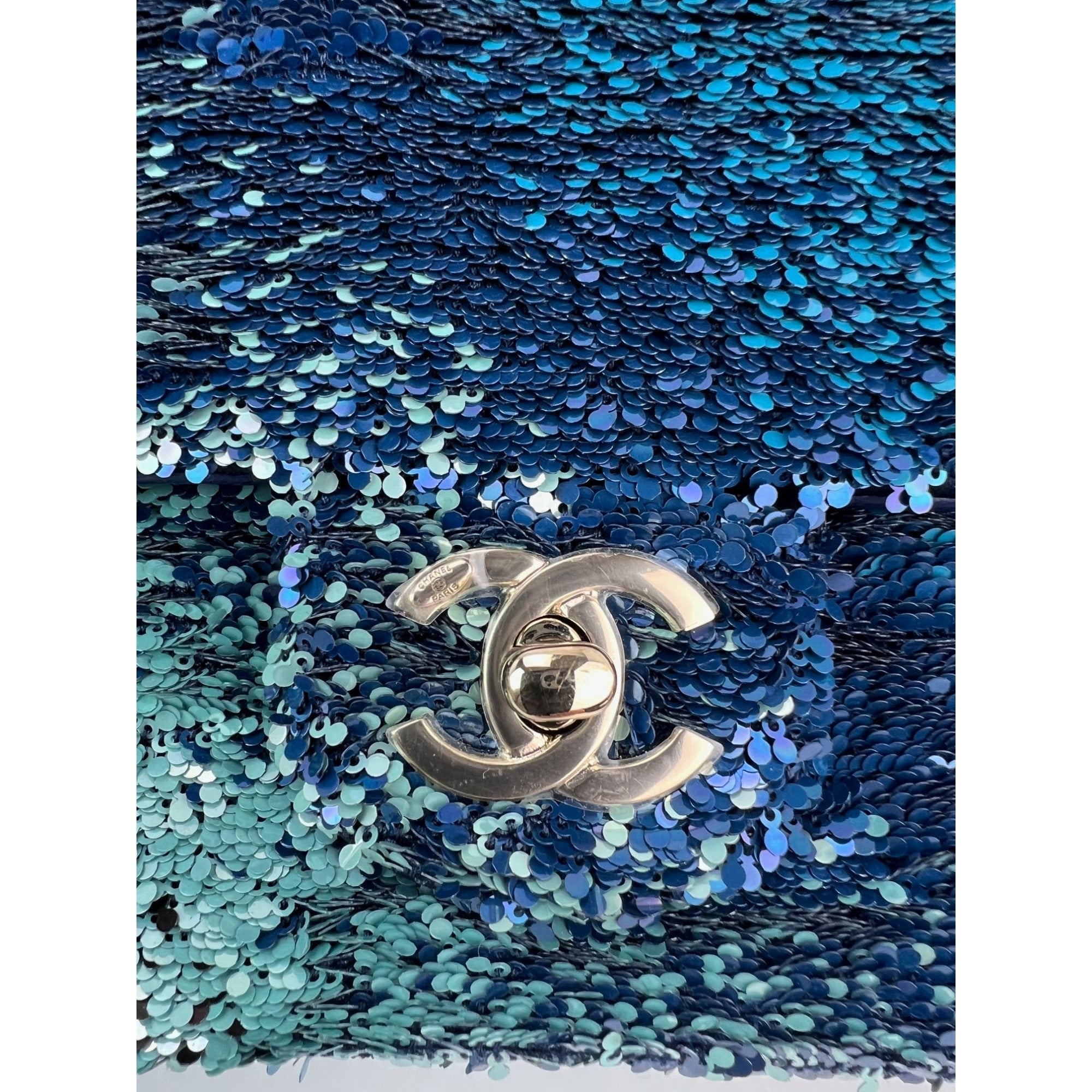 Chanel Shaded Sequins Mini Flap Green, Blue, black Shoulder Bag